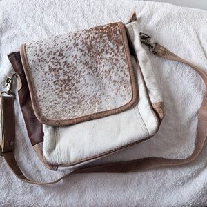 Myra Bag Brown & White Hair-on-Hide Crossbody